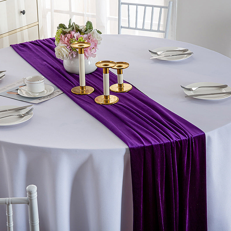 Thick Soft Velvet Table Runner 28 x 118 Inches Purple