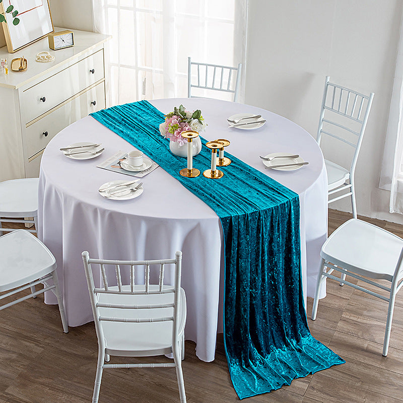 Thick Soft Velvet Table Runner 28 x 118 Inches Peacock Blue