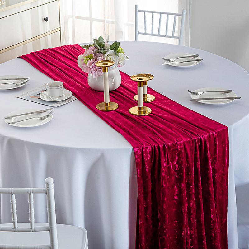 Thick Soft Velvet Table Runner 28 x 118 Inches Burgundy