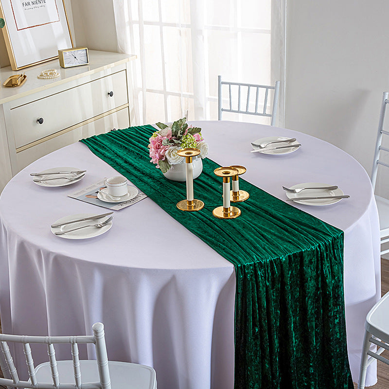 Thick Soft Velvet Table Runner 28 x 118 Inches Dark Green