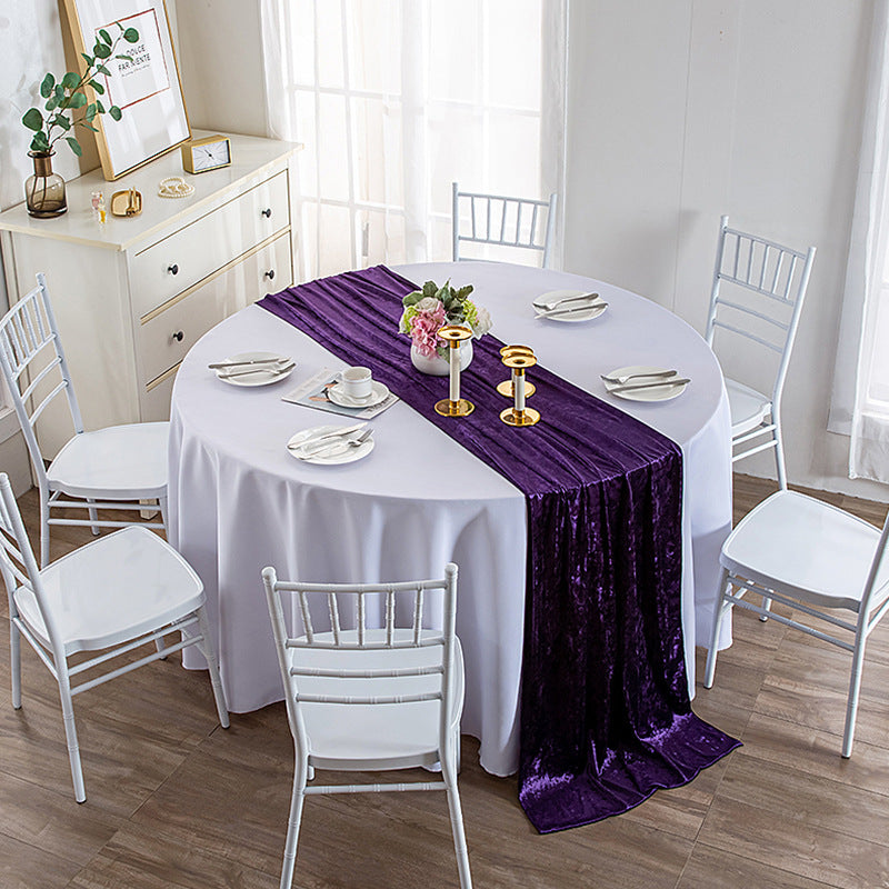 Thick Soft Velvet Table Runner 28 x 118 Inches Dark Purple