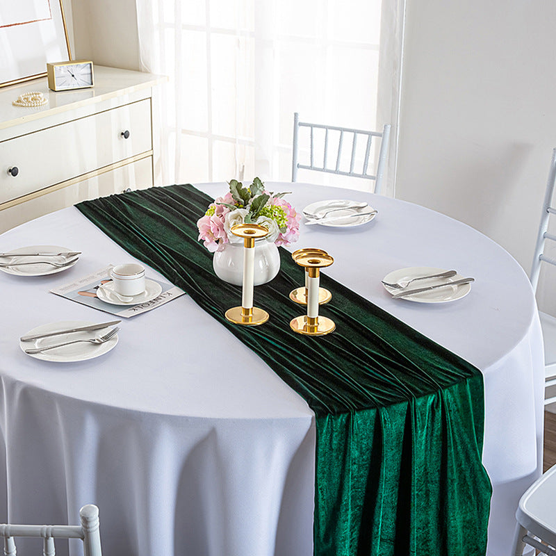 Thick Soft Velvet Table Runner 28 x 118 Inches Deep Green