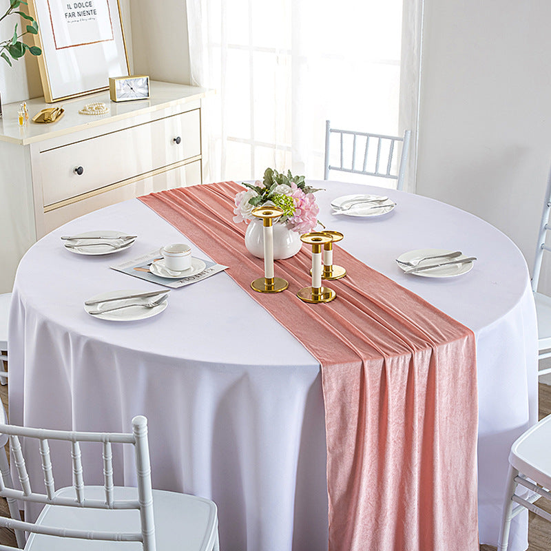 Thick Soft Velvet Table Runner 28 x 118 Inches Lotus Root Pink