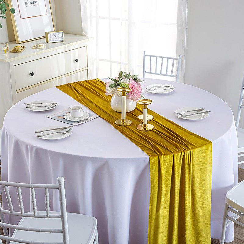 Thick Soft Velvet Table Runner 28 x 118 Inches Yellow