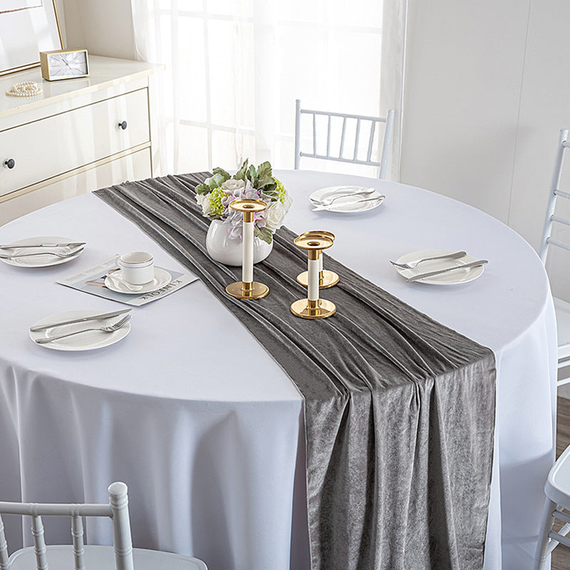Thick Soft Velvet Table Runner 28 x 118 Inches Gray