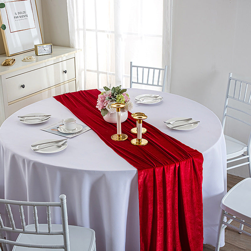 Premium Velvet Table Runner 28"x118" Rose Red