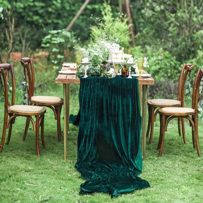 Thick Soft Velvet Table Runner 14 x 108 Inches Dark Green