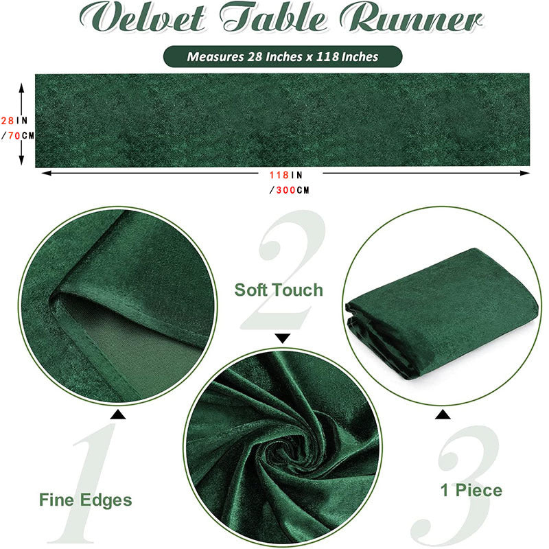 Premium Velvet Table Runner 28"x118" Rose Red