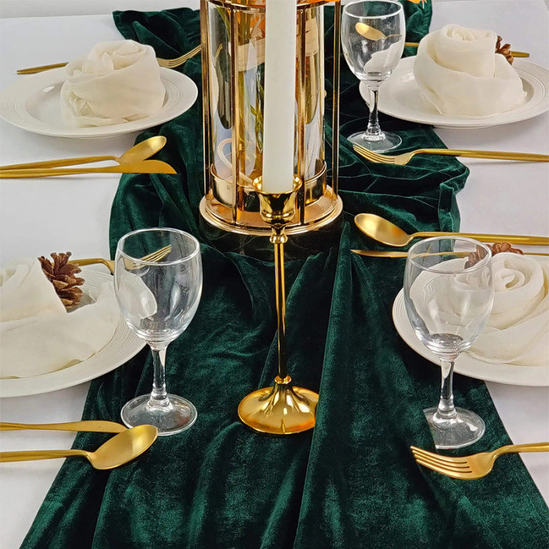 Thick Soft Velvet Table Runner 14 x 108 Inches Dark Green