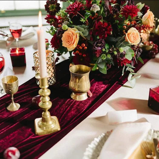 Thick Soft Velvet Table Runner 14 x 108 Inches Deep Red