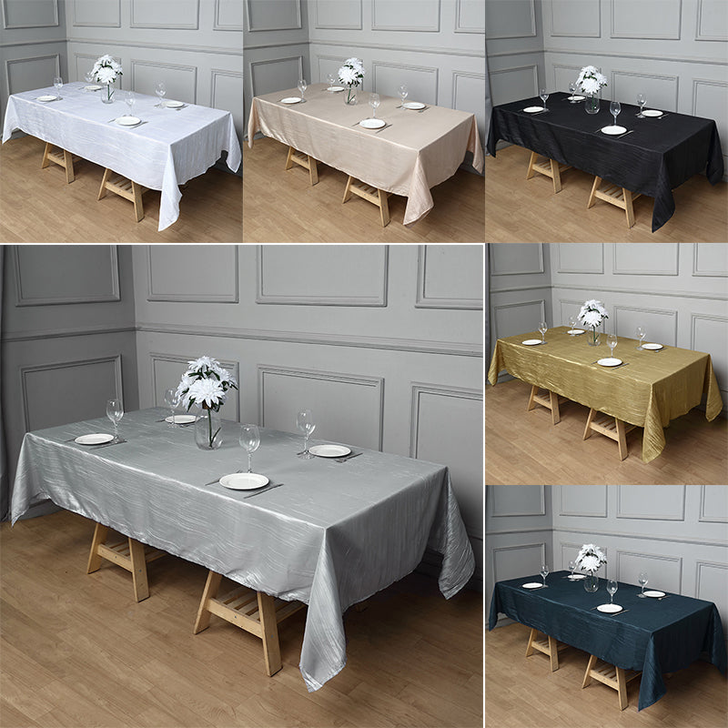 Rectangular Crinkle Taffeta Tablecloth – Elegant Table Linen for Rectangular Tables, Weddings & Events