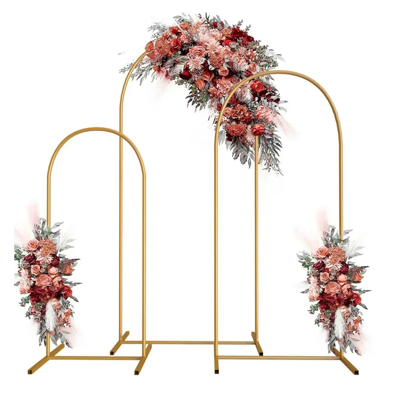 Gold Metal Wedding Arch Backdrop Stand Floral Display Stand 5Ft