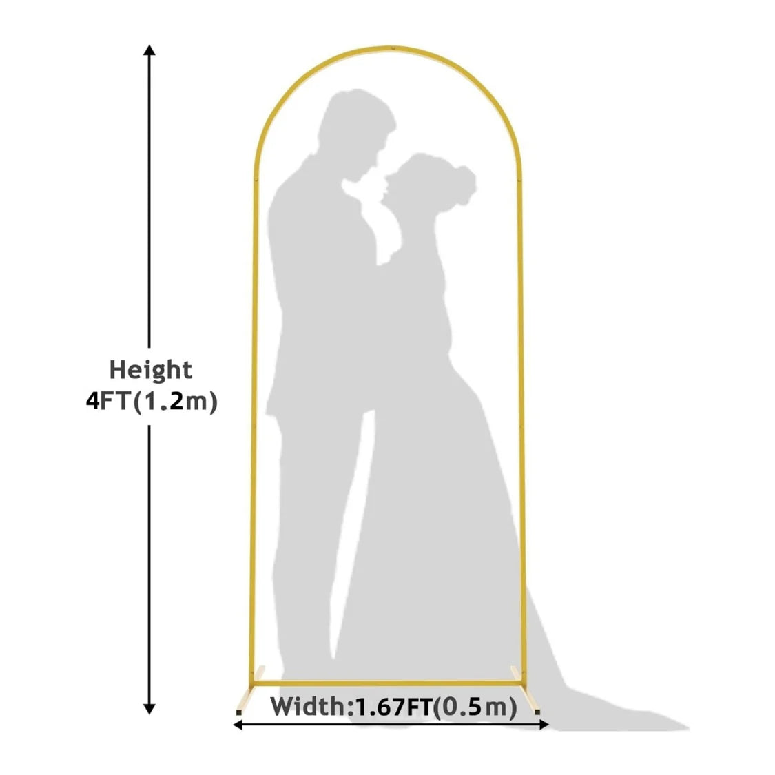 Gold Metal Wedding Arch Background Stand Flower Display Stand 4Ft