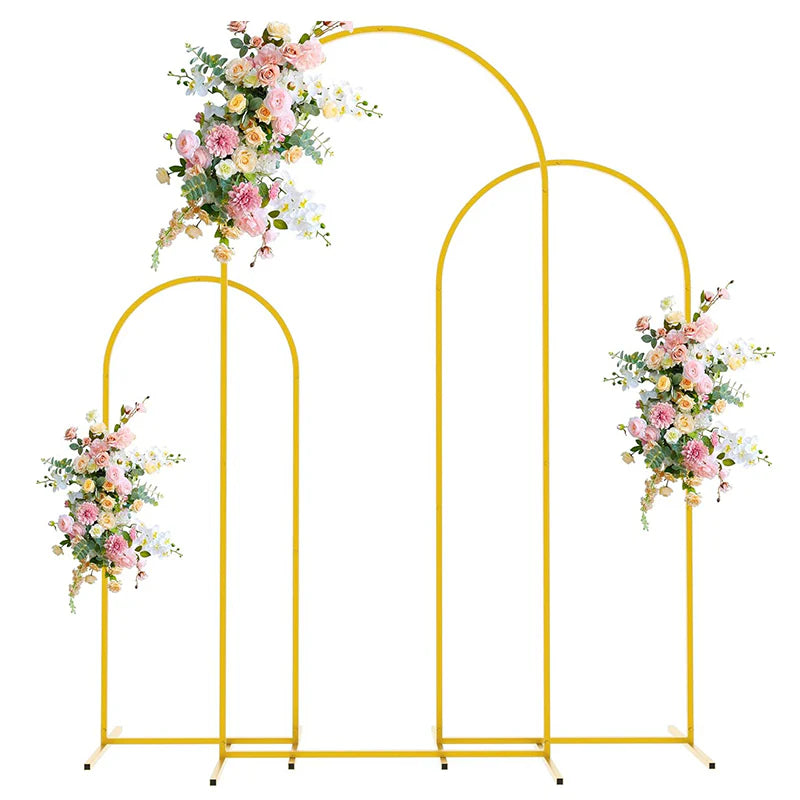 Gold Metal Wedding Arch Backdrop Stand Floral Display Stand 4pc/set