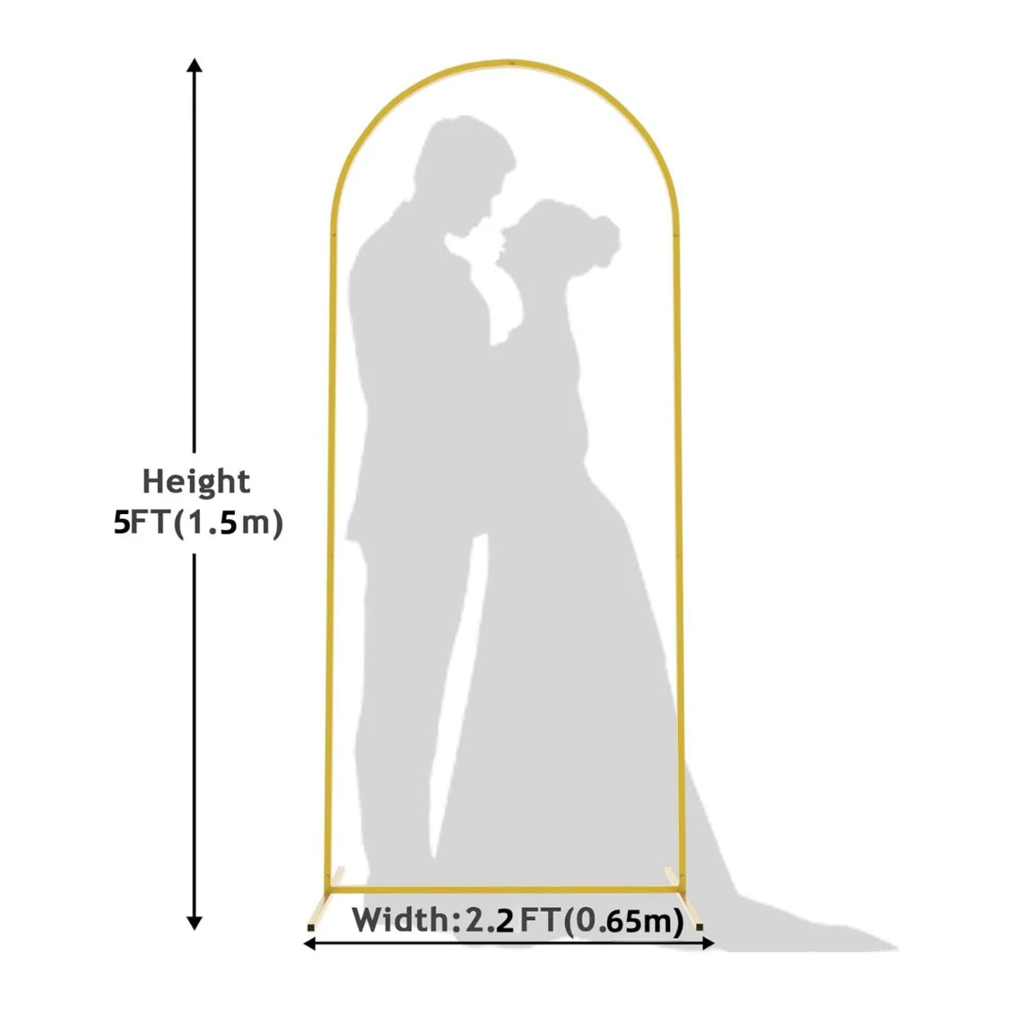 Gold Metal Wedding Arch Backdrop Stand Floral Display Stand 5Ft