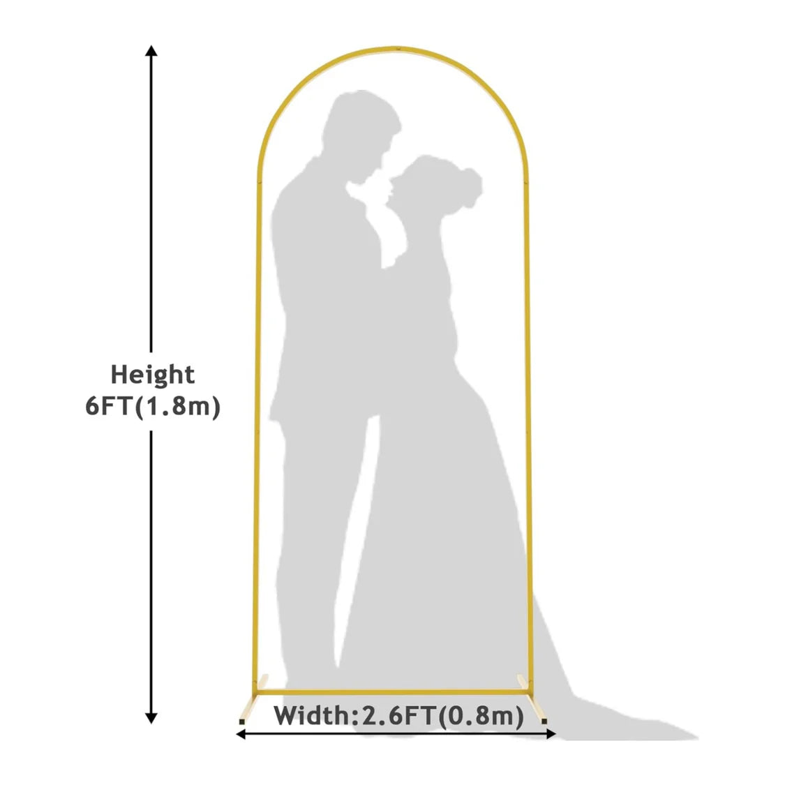 Gold Metal Wedding Arch Backdrop Stand Floral Display Stand 6Ft