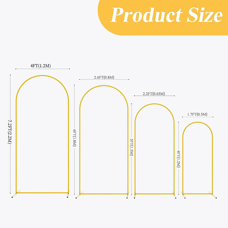 Gold Metal Wedding Arch Backdrop Stand Floral Display Stand 4pc/set