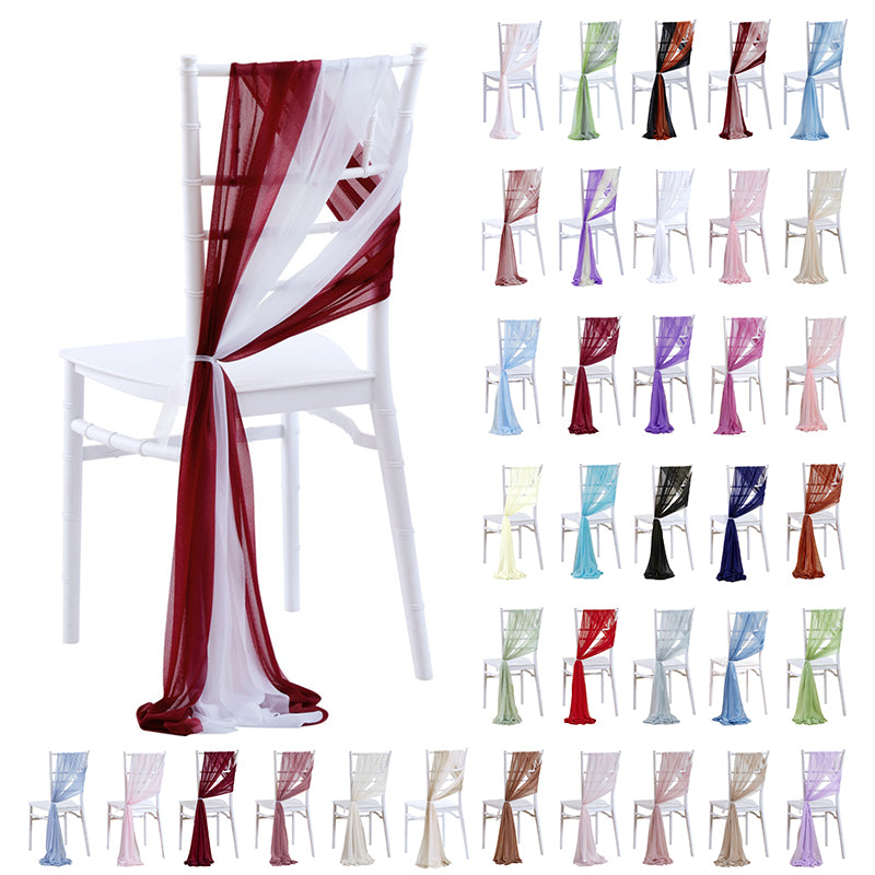 Wedding Chiffon Chair Sashes Cover Aisle Decorations Draping Fabric Wrinkle-Free with Tie 5 Pcs for Party Banquet Outdoor Decor