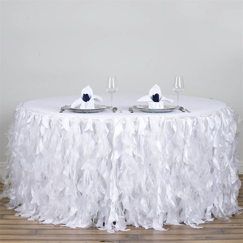 14ft Curly WillowTable Skirt White