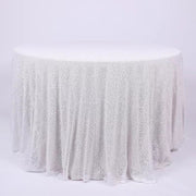 Sequin Round Tablecloth 108" White