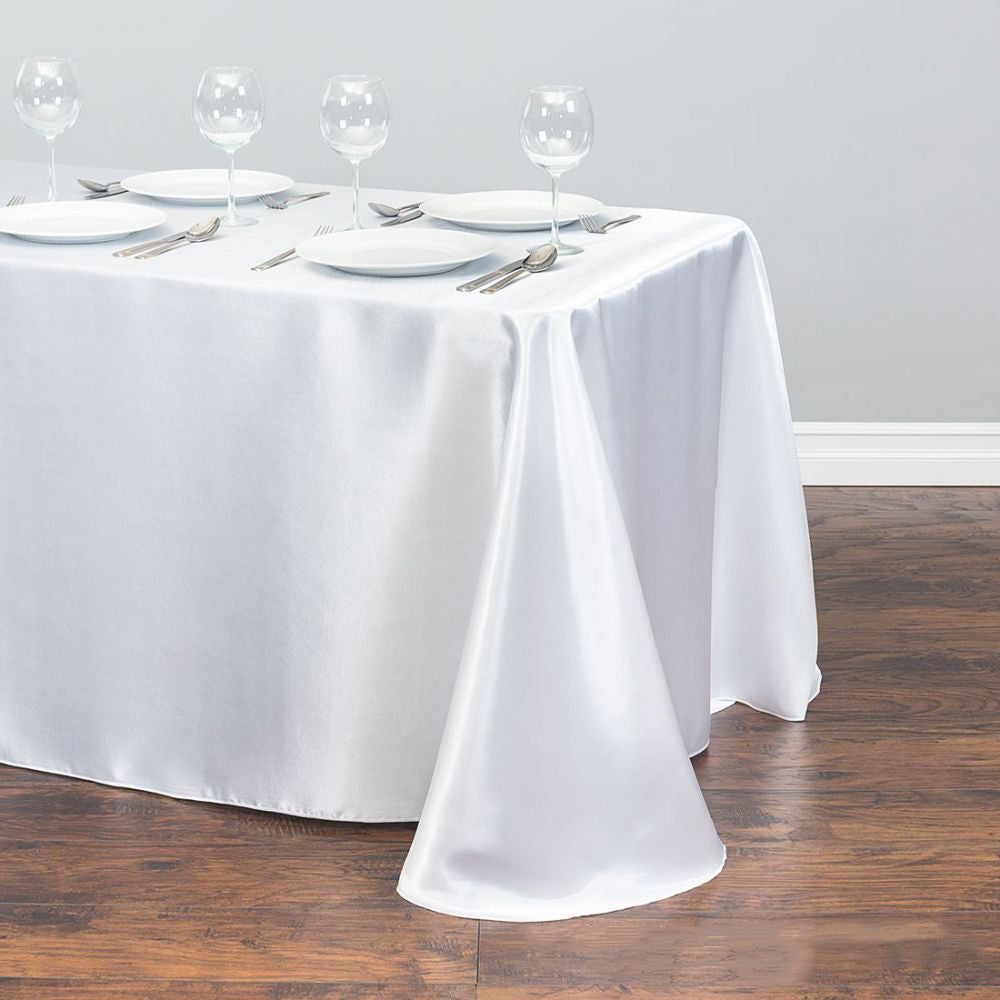 Satin Rectangular 90"x156" Tablecloth White