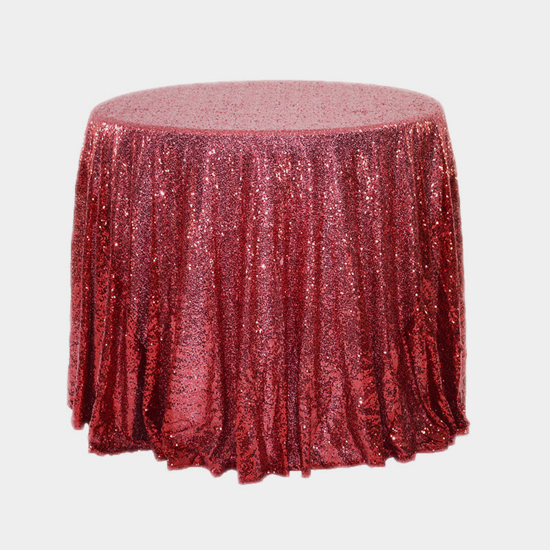 Sequin Round Tablecloth 90" Wine Red