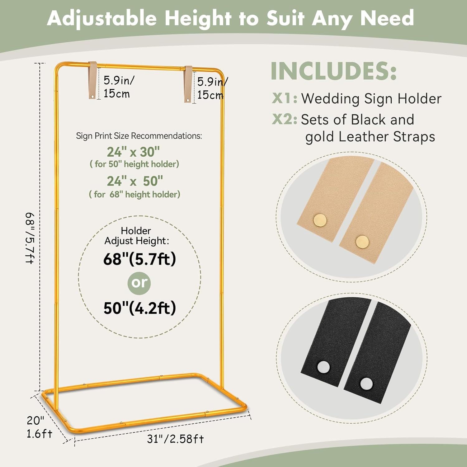 Wrought Iron Wedding Welcome Stand Gold