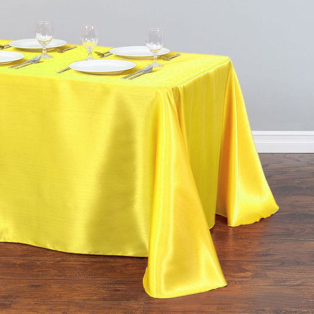 Satin Rectangular 90"x156" Tablecloth Yellow
