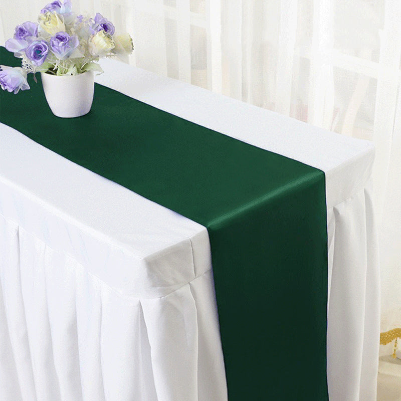 Satin 110"x12" Table Runner Dark Green