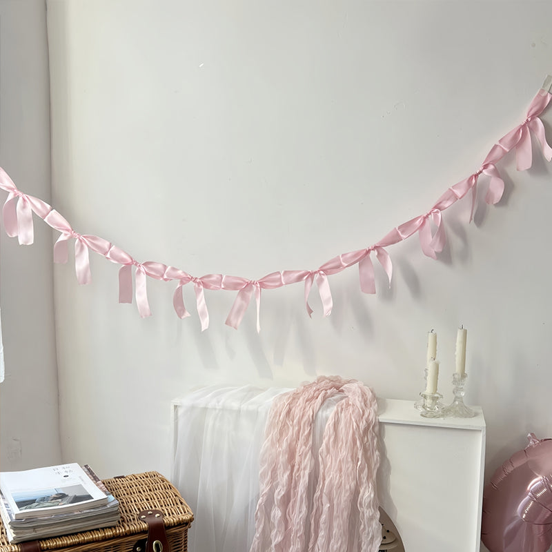 Bow Garland Decorations Bow Garland Banner Pink