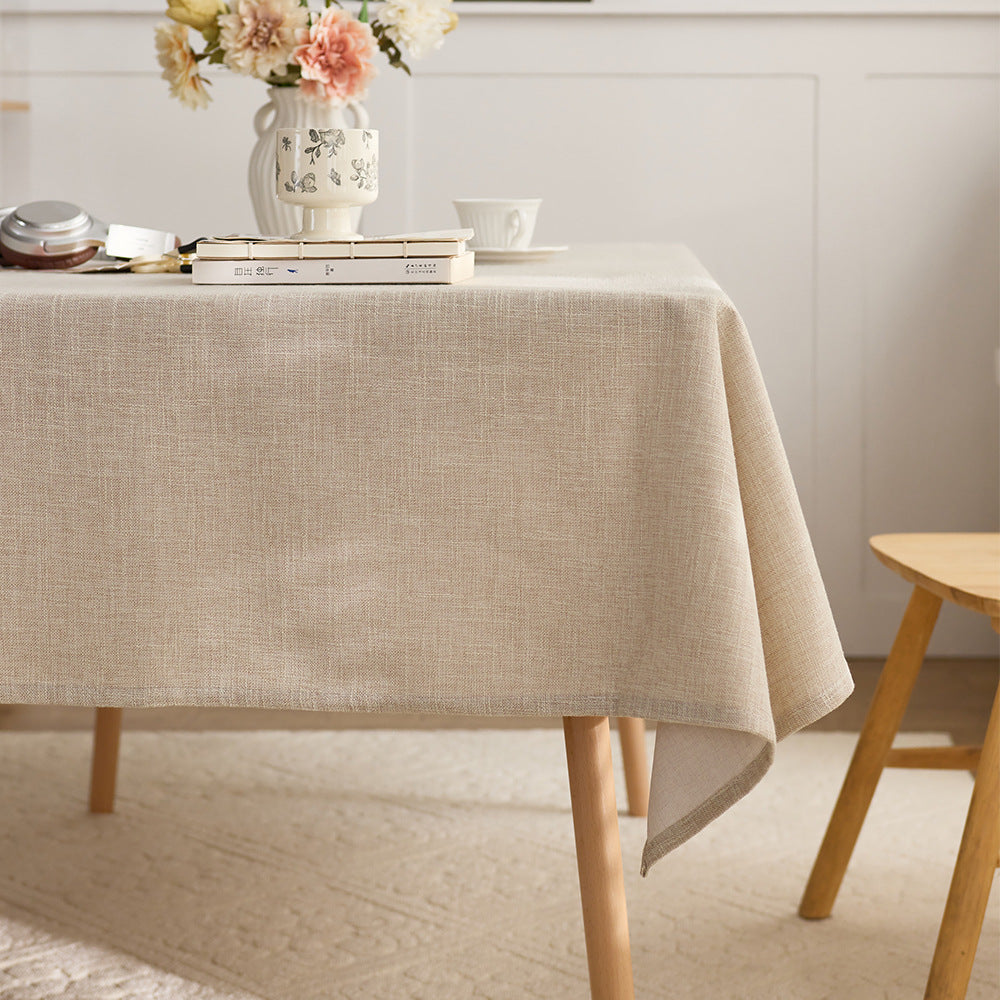 Luxury Faux Cotton and Linen Solid Color Thickened Tablecloth Coffee