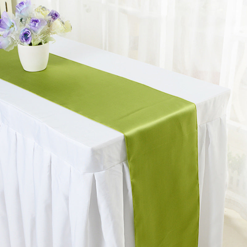 Satin 110"x12" Table Runner Grass Green