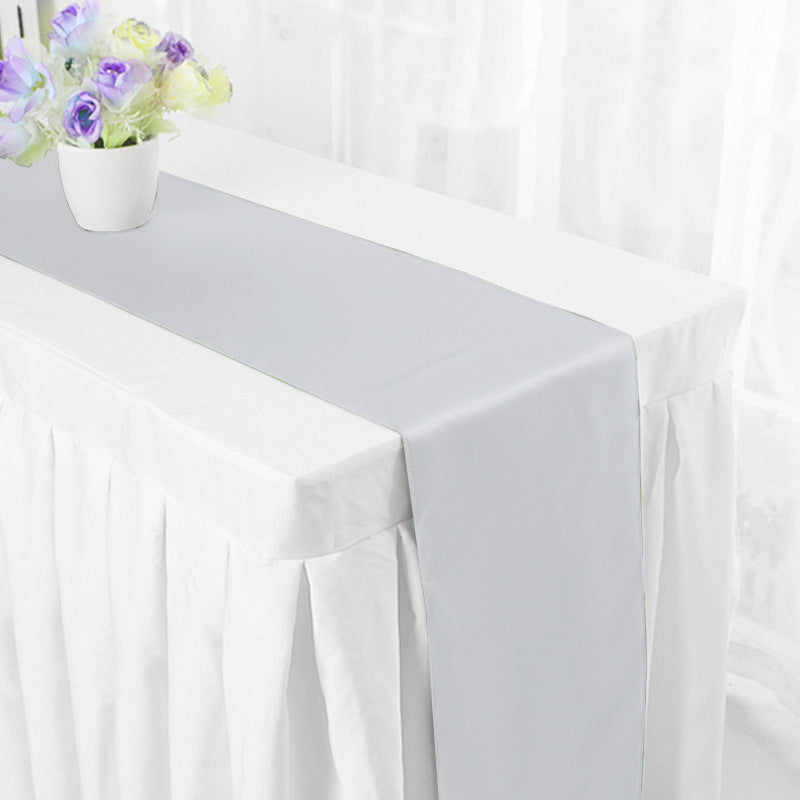 Satin 110"x12" Table Runner Silver Gray