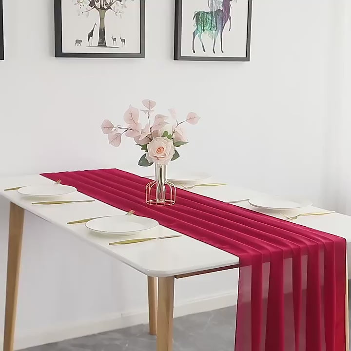 Cargar vídeo: Chiffon Wedding Table Runner 10ft Skin Pink