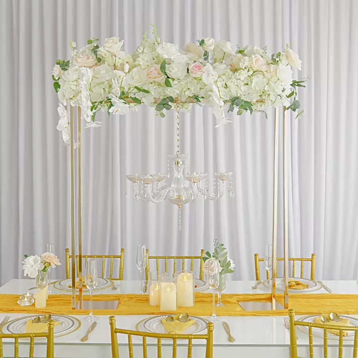 Cargar vídeo: 48&quot; Tall Over The Table Rod Stand Gold Metal Balloon Stand