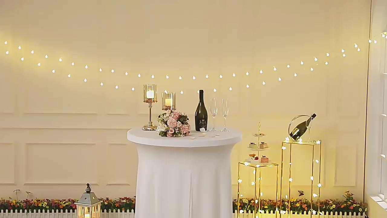 Cargar vídeo: Stretchable Round Cocktail Table Skirt Wrinkle-resistant And Stain-resistant Machine Washable Suitable For Bars Weddings Parties Banquets And Other Occasions