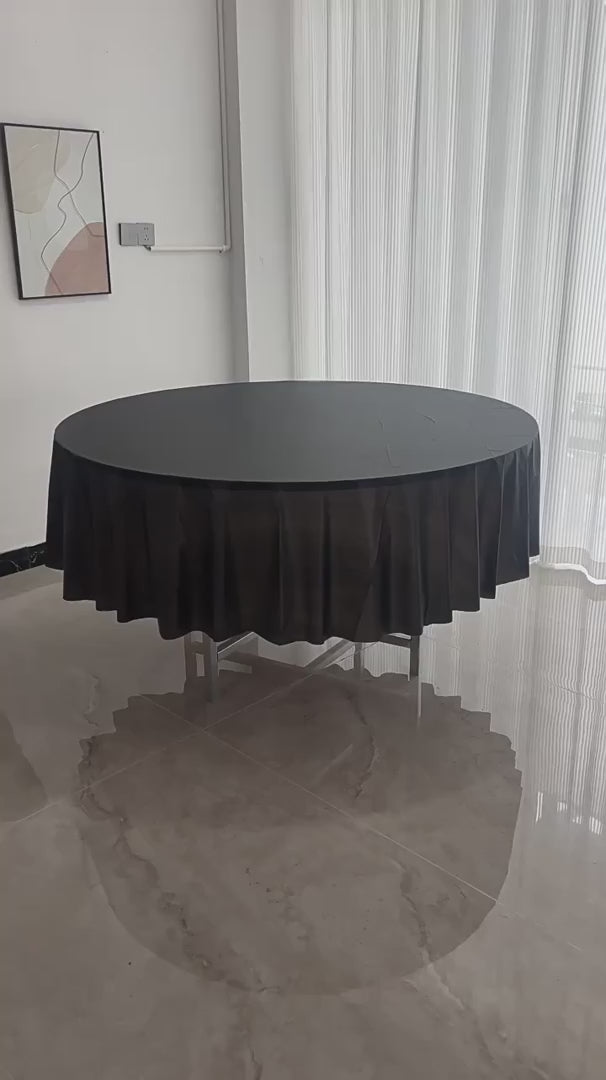 Cargar vídeo: 84&quot; Round Disposable Plastic Tablecloths 5 Pcs Drak Green