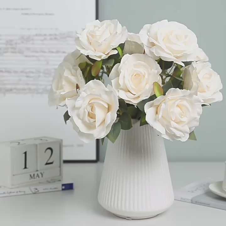 Cargar vídeo: 2 Bushes 16&quot; Roses Artificial Silk Flowers Light Pink