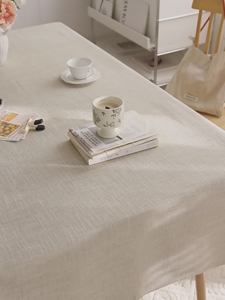 Load video: Luxury Faux Cotton and Linen Solid Color Thickened Tablecloth Coffee