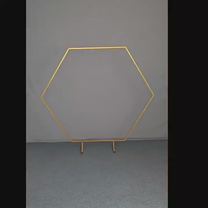 Cargar vídeo: Heavy Duty Gold Metal Hexagonal Wedding Arch Photo Backdrop Stand