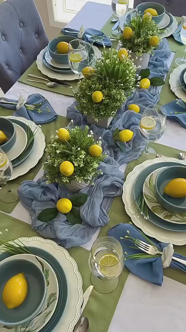 Cargar vídeo: Premium Cotton And Linen Table Runner 10FT x 36&quot; Teal